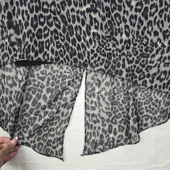 Adrianna Papell Dress Size Small Animal Print Chiffon Overlay Assymetric Short - Picture 6 of 14